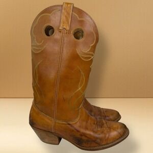 ACME Western 4607 Cowboy‎ Boots Mens Size 9 D Brown Leather USA Vintage